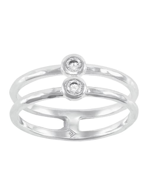 Silpada 'Double Band Marvel' Cubic Zirconia Ring in Sterling Silver