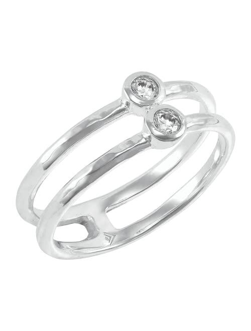 Silpada 'Double Band Marvel' Cubic Zirconia Ring in Sterling Silver