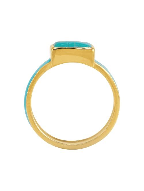 Silpada 'Building Blocks' Turquoise Ring in 18K Yellow Gold-Plated Sterling Silver