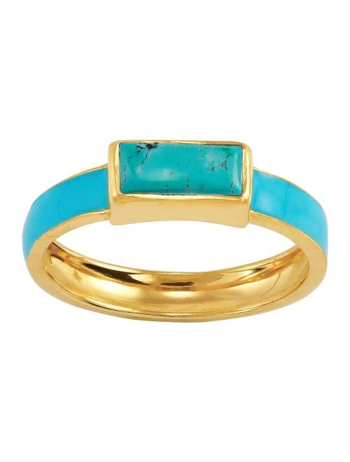 Silpada 'Building Blocks' Turquoise Ring in 18K Yellow Gold-Plated Sterling Silver