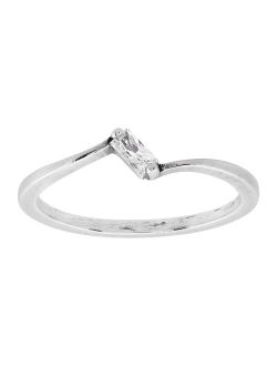 'Sideways & Beyond' Cubic Zirconia Stackable Ring in Sterling Silver