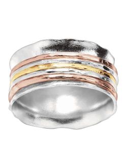 'Gold Rush' Spinner Ring in Sterling Silver & 18K Yellow & Rose Gold Plate