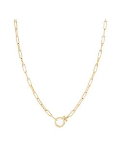 Women's Parker Paperclip Link Chain Necklace, 18k Gold or Silver Plated, Chunky Clasp