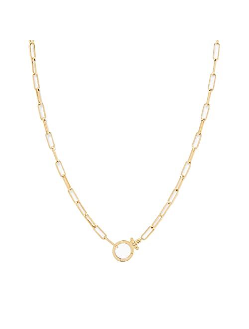 gorjana Women's Parker Paperclip Link Chain Necklace, 18k Gold or Silver Plated, Chunky Clasp