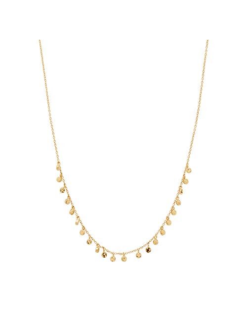 gorjana Women's Chloe Mini Necklace, 18k Gold or Silver Plated, Strand Chain w/ Tiny Hammered Disc Charms