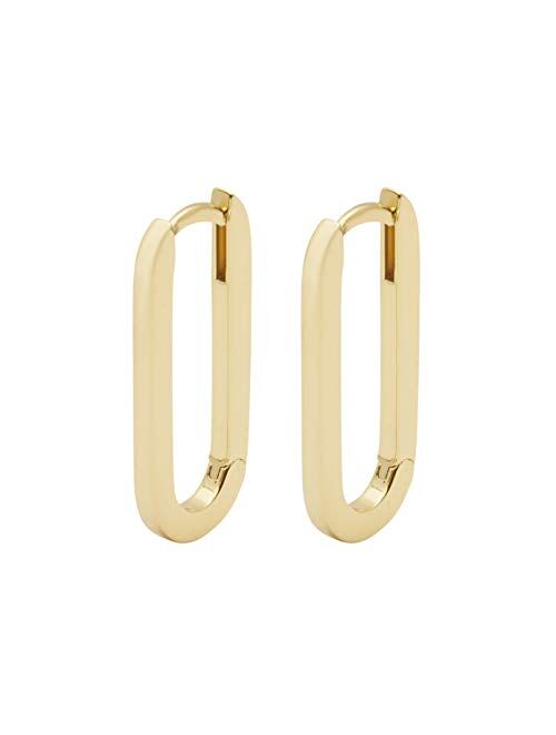 gorjana Women's Parker Huggie Earrings, 18K Gold Plated and Silver Plated, High Shine Retro Elongated Hoops