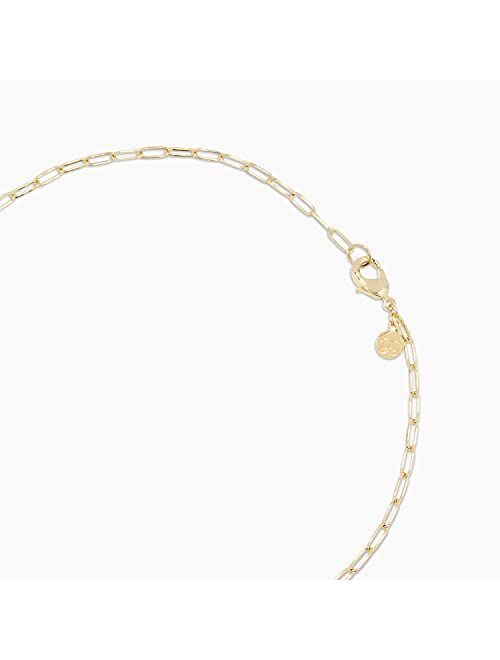 gorjana Womens Kara Padlock Charm Necklace, Paperclip Link Chain, 18K Gold Plated