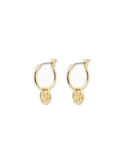 Women's Ana Coin Huggie Earrings, 18K Gold Plated, Surgical Steel Hinge Closure