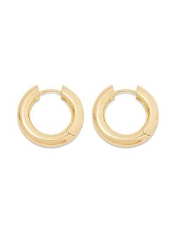 Womens Lou Hoops, Chunky High Shine Hoop Earrings, 18K Gold Plated