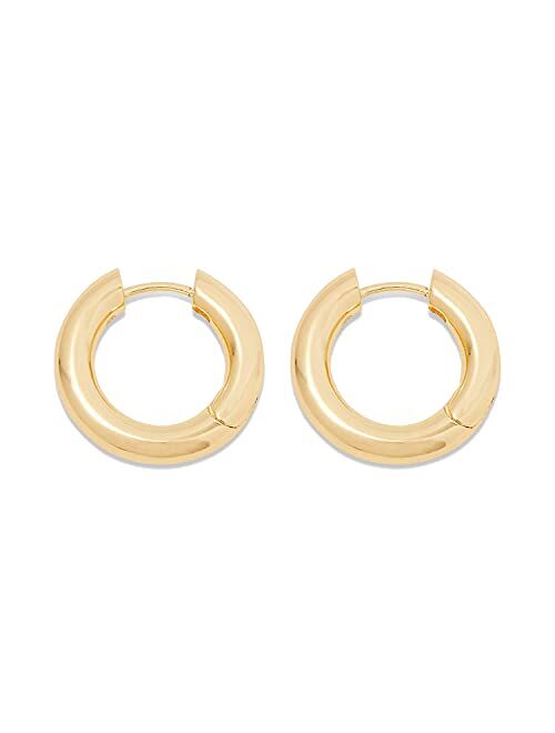 gorjana Womens Lou Hoops, Chunky High Shine Hoop Earrings, 18K Gold Plated
