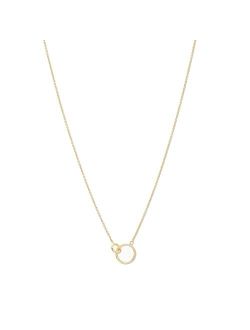 Women's Wilshire Charm Adjustable Necklace, 18k Gold Plated, Interlocking Circle Pendant