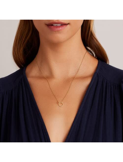 gorjana Women's Wilshire Charm Adjustable Necklace, 18k Gold Plated, Interlocking Circle Pendant