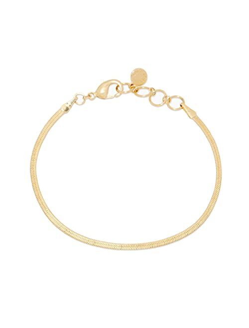 gorjana Women's Venice Mini Bracelet, 18k Gold Plated, Herringbone Adjustable Chain