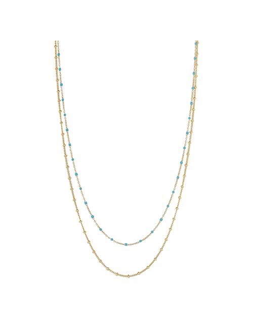 gorjana Women's Capri Layer Necklace, 18K Gold Plated, Turquoise and Golden Beads