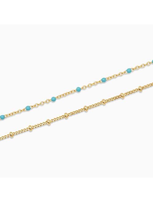 gorjana Women's Capri Layer Necklace, 18K Gold Plated, Turquoise and Golden Beads