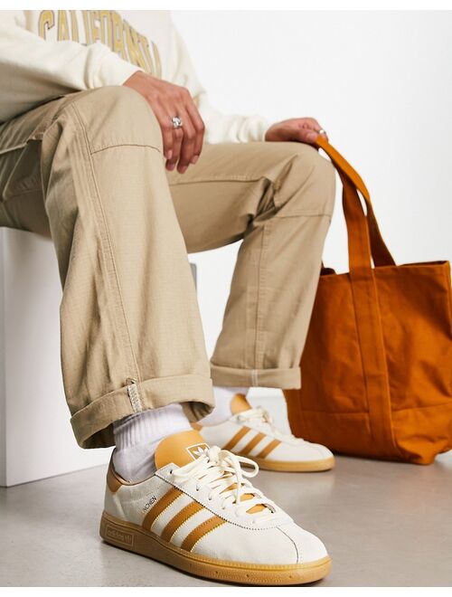 adidas Originals Munchen sneakers in cream and brown