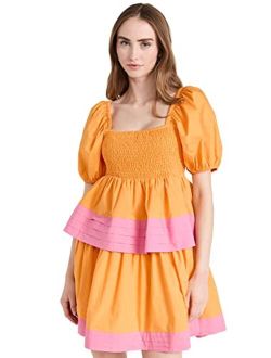 Women's Colorblock Smocked Tiered Mini Dress