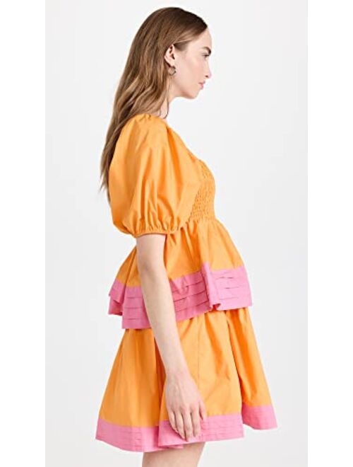 English Factory Women's Colorblock Smocked Tiered Mini Dress