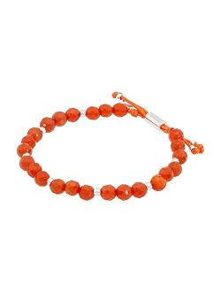 Power Gemstone Beaded Orange Agate/Silver Bracelet