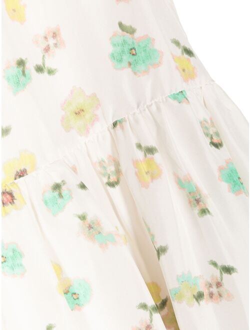 Bonpoint floral-print silk ruffled dress