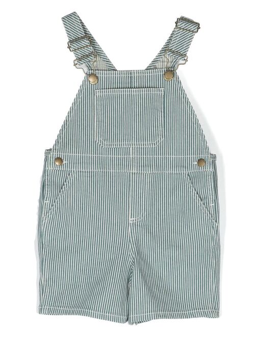 Bonpoint logo patch striped dungarees