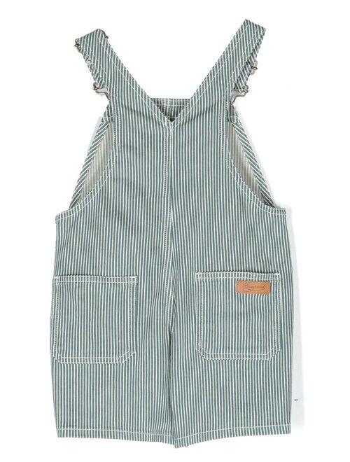 Bonpoint logo patch striped dungarees