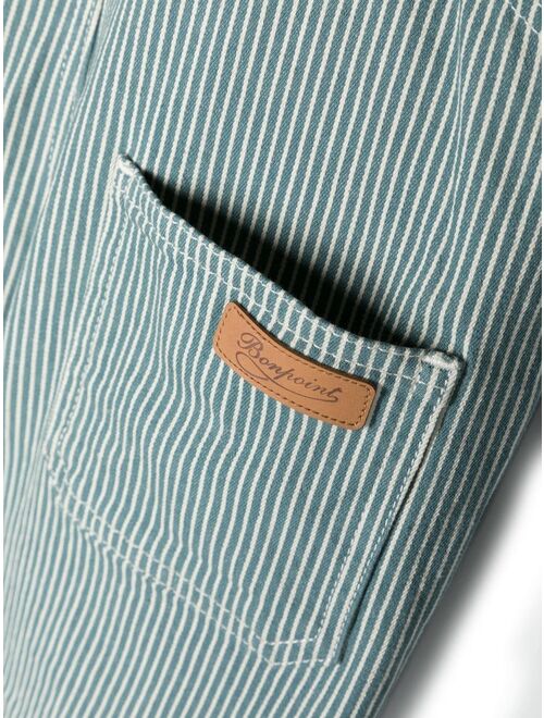 Bonpoint logo patch striped dungarees