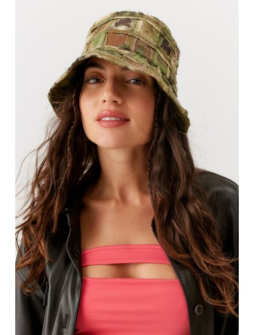 Urban Outfitters Jane Frayed Patchwork Bucket Hat
