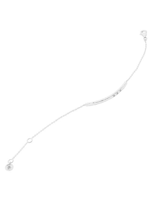 Silpada 'Dotted Line' Curved Bar Bracelet with Crystal in Sterling Silver