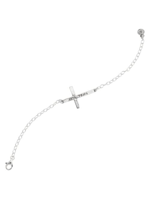 Silpada 'Find Peace' Horizontal Cross Link Bracelet in Sterling Silver, 7.5"
