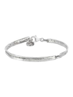 'Graceful Lady' Bangle Bracelet in Sterling Silver, 8"