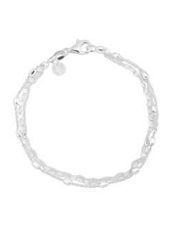 'Figurati' Multi-Chain Beaded Bracelet in Sterling Silver