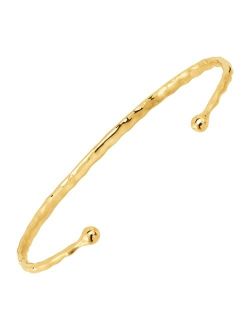 'Tromso It Goes' Hammered Cuff Bracelet in 18K Gold-Plated Sterling Silver, 6"