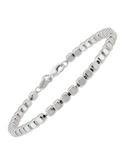 'Cubic Bliss' Bead Bracelet in Sterling Silver, 7"