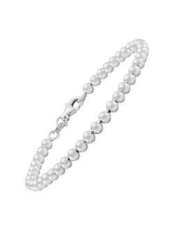 'Beaded Features' Bracelet in Sterling Silver, 7.5"