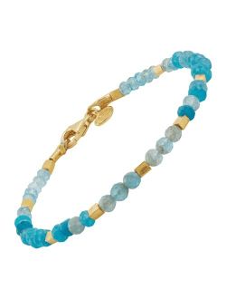 'Blue Tide' Apatite and Jade Bracelet in 14K Yellow Gold-Plated Sterling Silver, 7.5"