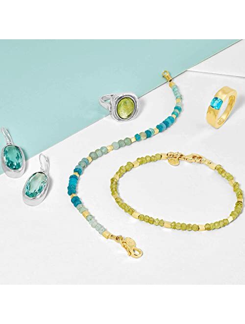 Silpada 'Blue Tide' Apatite and Jade Bracelet in 14K Yellow Gold-Plated Sterling Silver, 7.5"