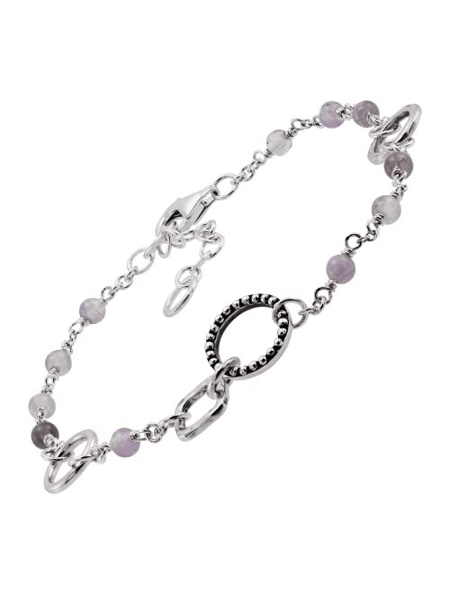 Silpada 'a Certain Charm' Natural Amethyst Bead Bracelet in Sterling Silver, 8"
