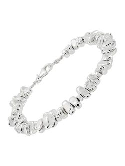 'Collected Beauty' Sterling Silver Hematite Bead Bracelet. 7.5"