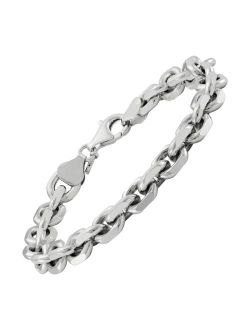'Linked Away' Chain Bead Bracelet in Sterling Silver, 7.5"