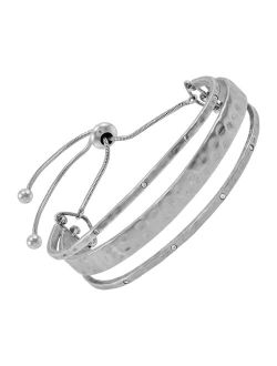 'Metro' Sterling Silver Cubic Zirconia Cuff Bracelet, 6.5"