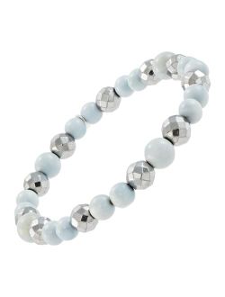 'Chambray' Sterling Silver Opal and Hematite Bead Bracelet, 7.5"