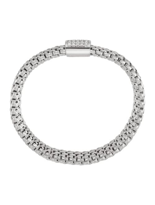 Silpada 'Guardami' Cubic Zirconia Stretch Band Bracelet in Sterling Silver, 6.25"