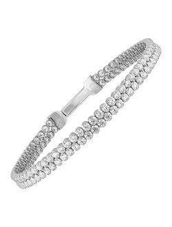 'Merry and Bright' Cubic Zirconia Tennis Bracelet in Sterling Silver, 7"