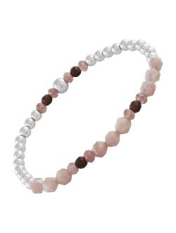 'Chasing Rainbows' Moonstone, Hematite and Muscovite Bracelet in Sterling Silver, 7"