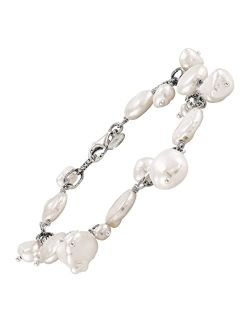 'Head in the Clouds' Freshwater Cultured Pearl Bracelet in Sterling Silver, 7.5''