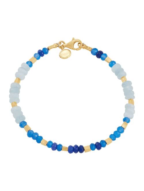 Silpada 'Azure Treasure' Aquamarine, Agate and Jade Bead Bracelet in 14K Yellow Gold-Plated Sterling Silver, 7.5"