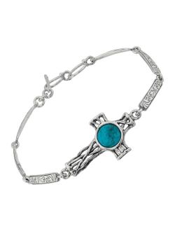 'Cross To Wear' Pressed Turquoise Bracelet in Sterling Silver, 7.25"