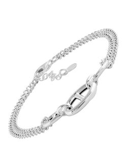 'Simple and Sweet' Sterling Silver Link Bracelet, 7"   1"