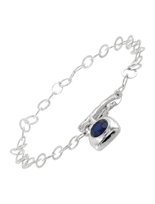 Silpada 'Unforgettable' Sterling Silver Sapphire Link Bracelet, 7.75"